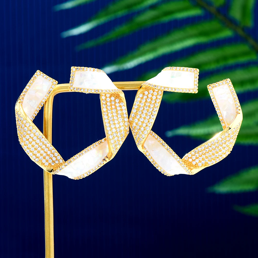 Siscathy Dubai Luxury Cubic Zircon Geometry Circle Drop Earrings For Women Round Hoop Earring Jewelry boucle oreille femme luxe