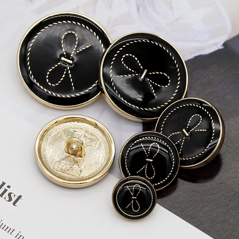 Round Dot Oil Metal Buttons Children's Clothing Shirts Cute Bows Decorative Buttons Women's Knitwear Suit Buttons 6pcs 2022 new