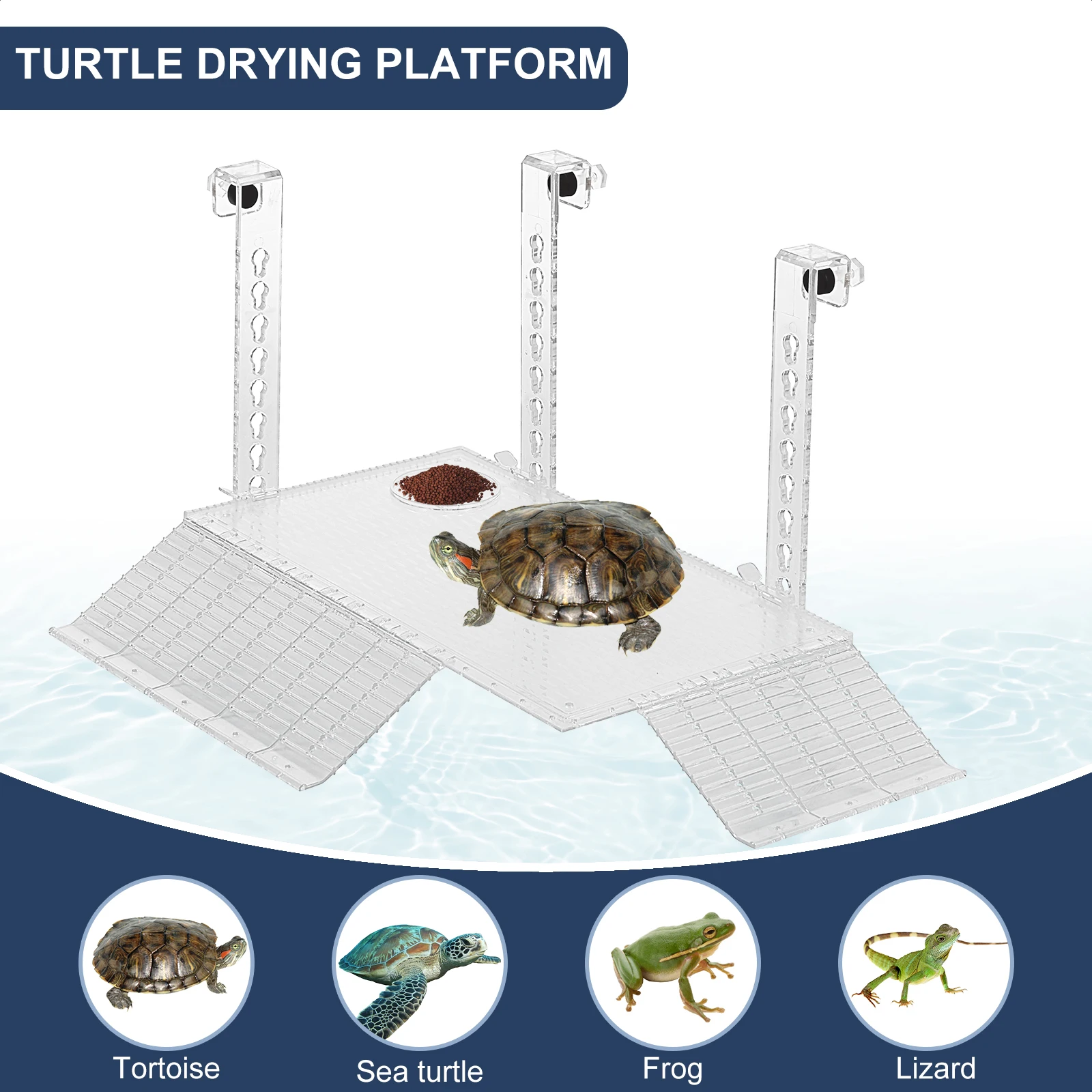 Acrylic Turtle Basking Platform Height Adjustable Turtle Terrace Transparent Fish Tank Habitat Float Island Aquarium Accessories