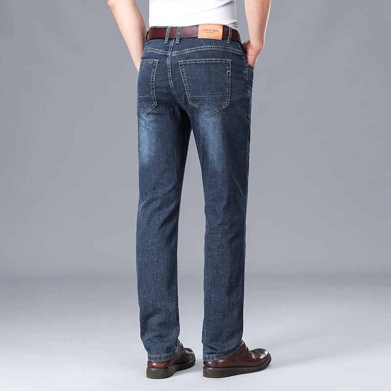 2024 Summer New Jeans Men's Slim Straight Thin Casual Versatile Office Business Long Pants Loose Large Size