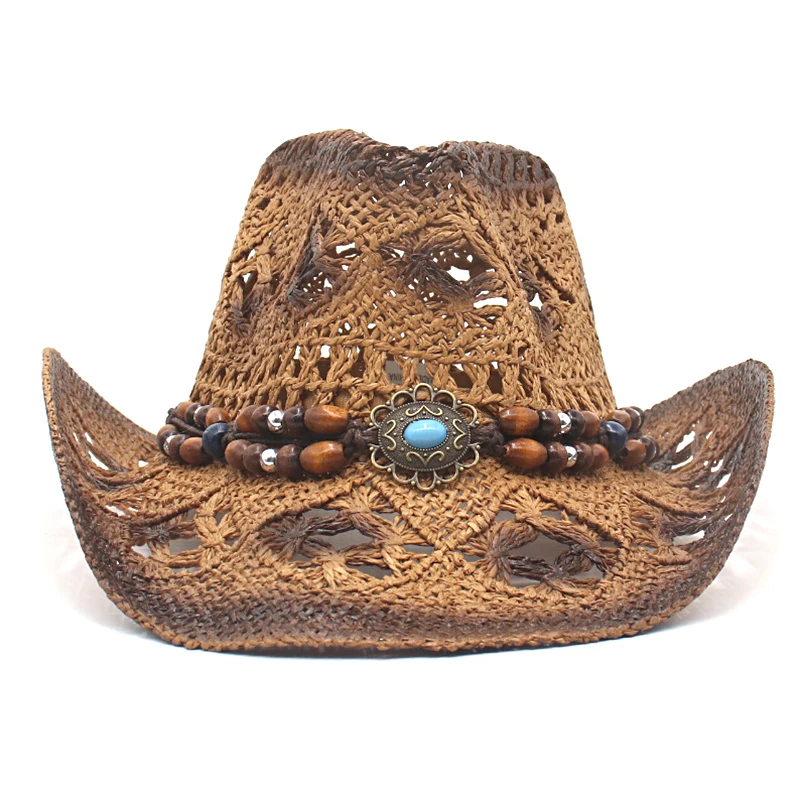 

1pc Outdoor Travel Beach Ethnic Style Exquisite Western Cowboy Hat Sunshade Straw Hat Jazz Top Hat A Variety Of Options