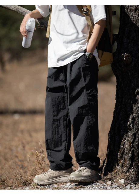 Men's hiking pants, camping pants, outdoor straight tube casual pants,  men's spring loose buckle belt design, functional pants - AliExpress