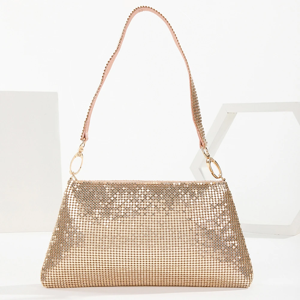 Bolso cruzado de noche con diamantes de imitación para mujer, bolso de mano con asa superior, cadena de malla, de lujo, para fiesta| | - AliExpress