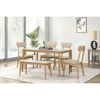 6-piece Dining Table Set, One Table One Bench and Four Chairs, High Gloss White Tabletop With Light Oak Color 1