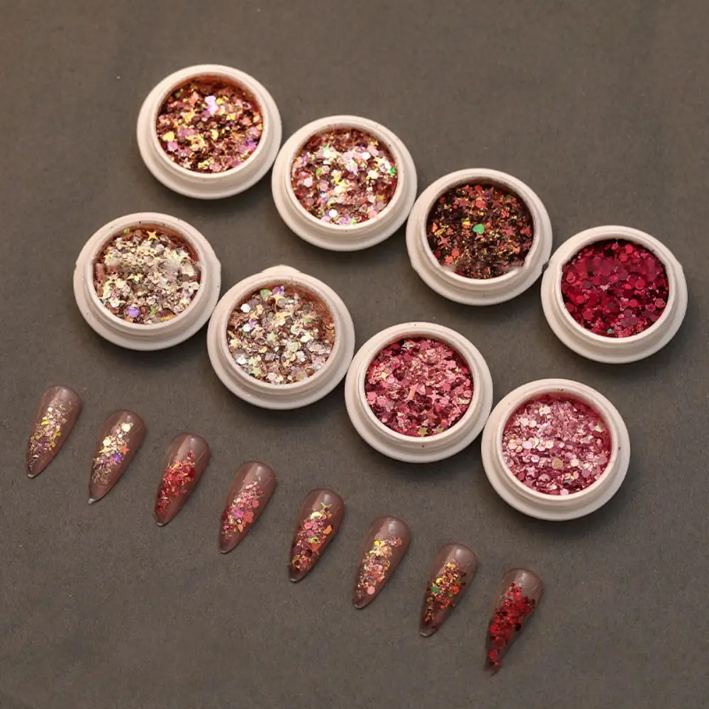 Colorato Maillard Nail Glitter Flash Powder Laser Polarized Ultra-Sottile Nail Art Paillettes Aurora Iridescente Dream Ice Crystal