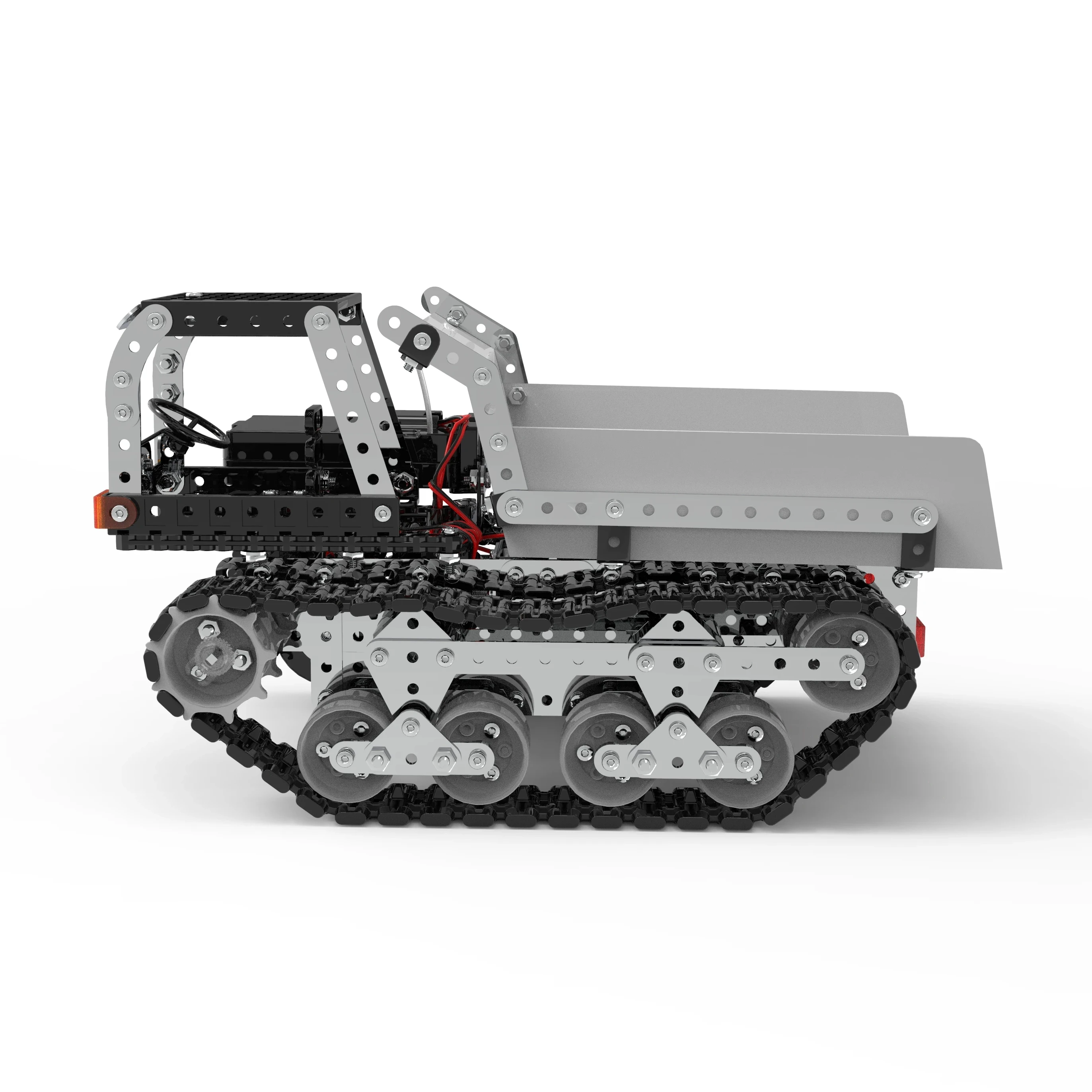 2.4G DIY Stainless Steel RC Dump Truck 10 Channels Assembled Remote Control Tracked Dump Truck Model Crawler Tipper Car Kids Toy 6
