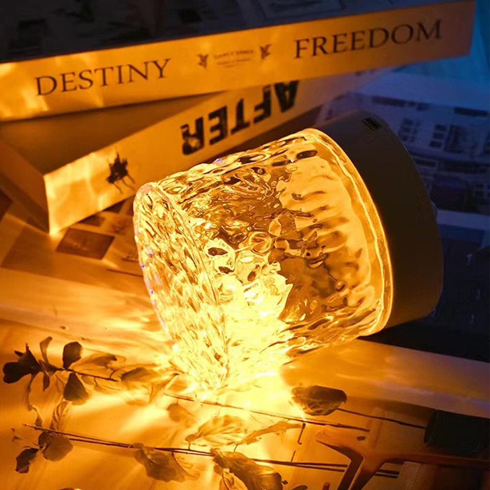 Lampada Da Tavolo Crystal Led Rgb Diamantata Ricaricabile Usb Effetto Cristallo Luce Con Telecomando