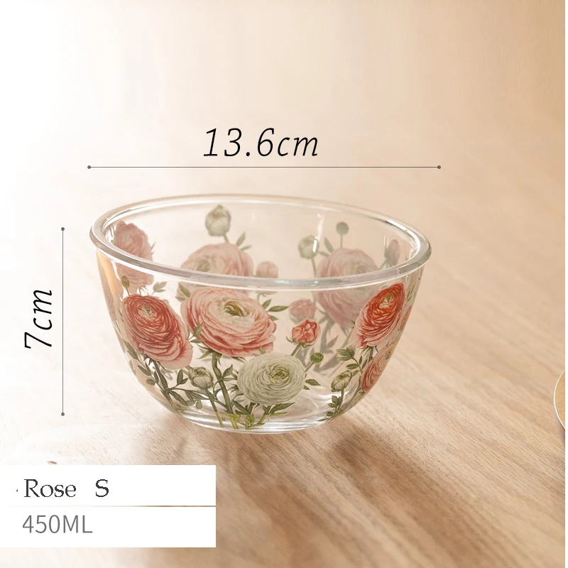 フランスのヴィンテージフラワーガラスボウル,家庭用キッチン食器
