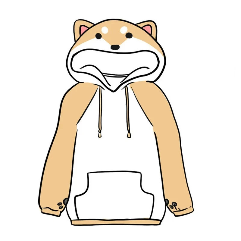 Harajuku Japanese Kawaii Hoodies Women Sweatshirts With Ears Cute Doge Muco Wint