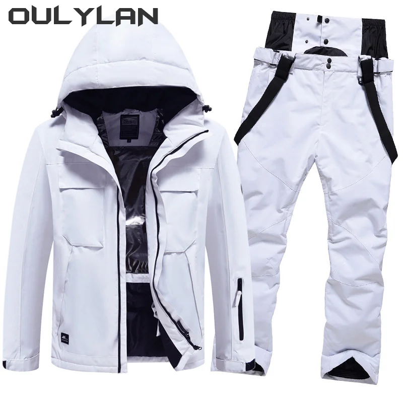 

Oulylan Windproof Winter Ski Suits Solid Color Insulation Waterproof Snowboard Clothing Suit Breathable Skiing Set Men Women