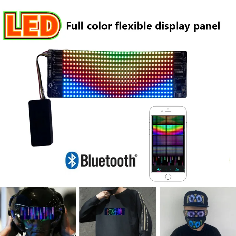 

Светодиодный полноцветный гибкий экран, панель RGB 12x36 пикселей, управление APP Bluetooth, очки Carnival Hat, электронный реквизит DIY