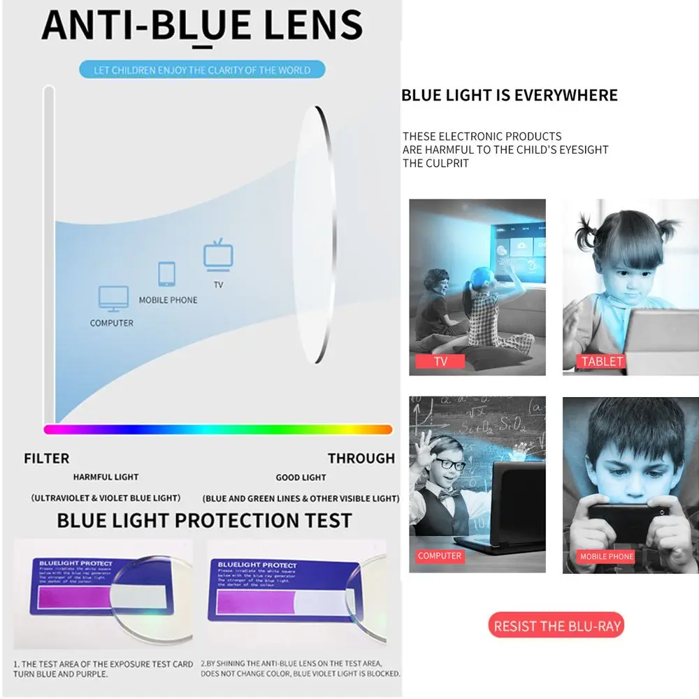 Optical Glasses Frame Anti Radiation Boy Girl Safety Eyewear Kids Eyeglasses Square Computer Glasses Anti Blue Light Glasse