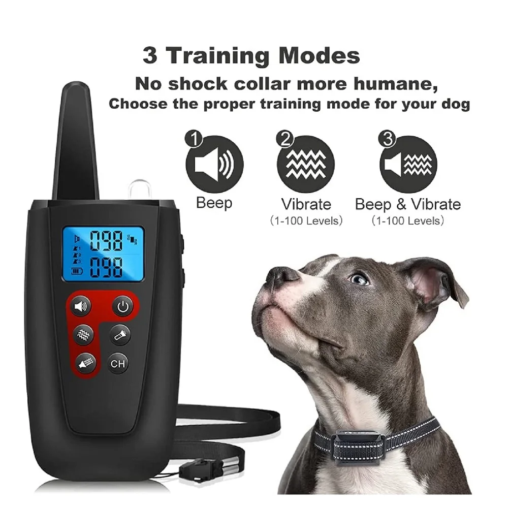 Pet Dog Training Collar Dog No Shock Collar Vibrating Dog Collar 3300ft Range IPX7 Waterproof Remote Training Collar Sound & Vibration Modes