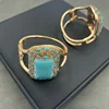NISHIZAWA Turquoise Bangles Geometric Square Hyperbole Turkish Women Bracelets Palace Style Jewelry Fashion Pulseras Mujer 2