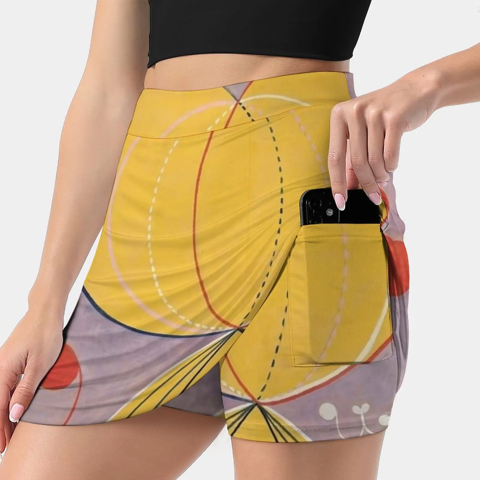 

Adulthood , Pink Yellow Painting Women's skirt Mini Skirts A Line Skirt With Hide Pocket Hilma Af Klint Adulthood Flower
