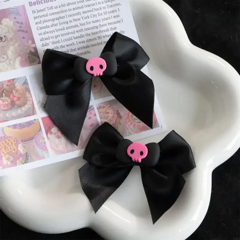 2 Stücke Schwarze Bögen Haarspange Große Gothic Schädel Haarspangen JK Haarschmuck JK Haarnadel Bögen Dekor Haarnadel Bögen – Detail 1