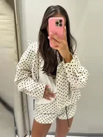 Polka Dot Print Short Coats Women's High Street Long Sleeve Jackets for Women 2026 Elegant Office Ladies Casual Outerwear - Image 6