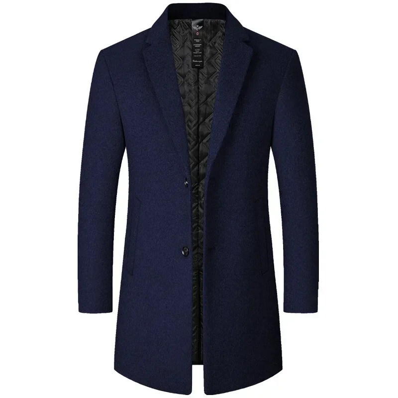 Autumn and Winter Trench Coat Men New Solid Color Long Woolen Coat for Men Business Casual Windbreaker Clothing