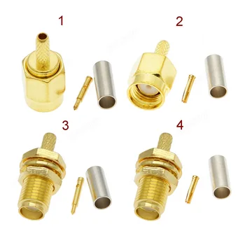 5 ชิ้น/ล็อต SMA ชาย/หญิงหรือ RP-SMA ชาย/หญิง Center Nut Bulkhead Crimp RG174 RG316 LMR100 RF Connector Gold Plated 50 โอห์ม 1