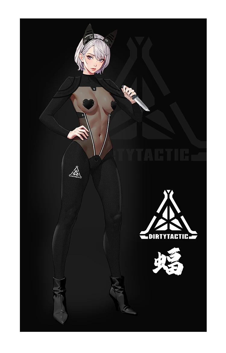 Cyberpunk Bunny Jumpsuit Costume with Inverse Gauze Fabric