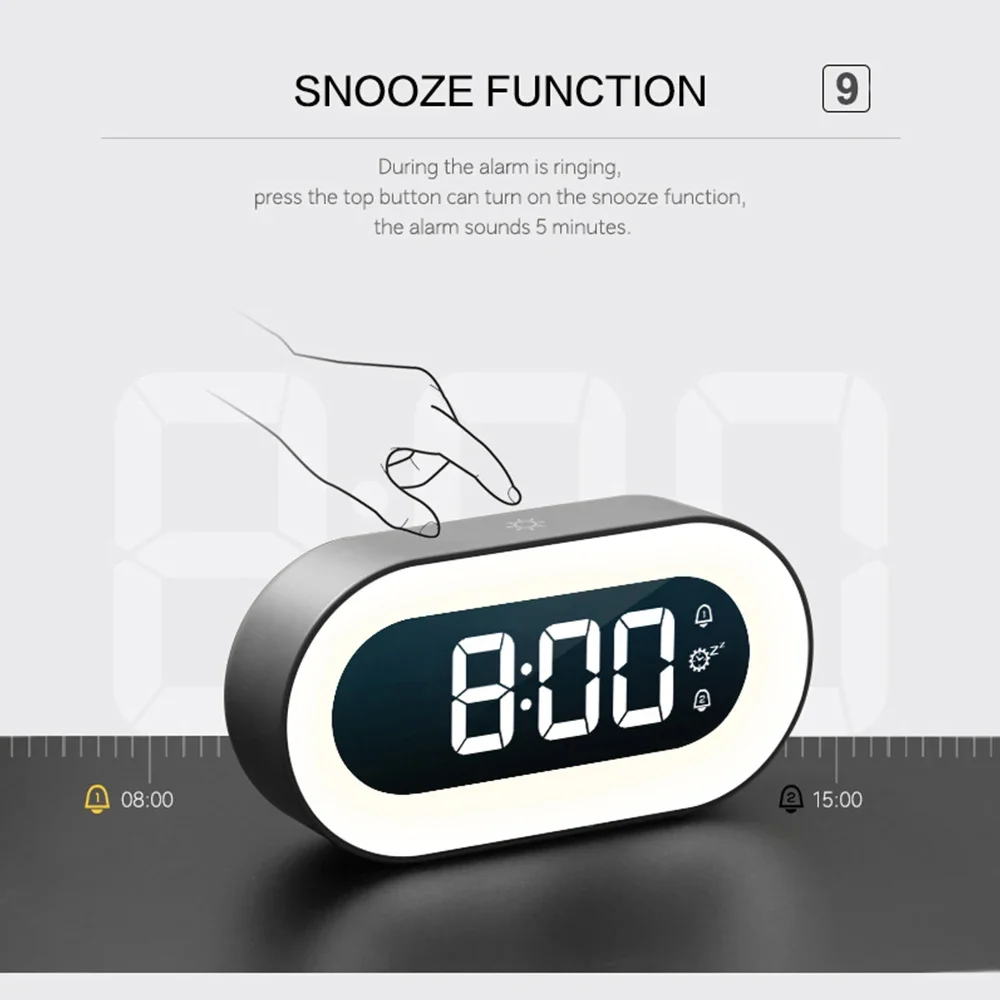 Xiaomi Mijia Music LED Digital Alarm Clock Voice Control Night Light Design Desktop Clocks Home Table Decoration Children Gifts