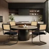 Mid Century Modern Dining Chairs Set of 4, Velvet Rattan Dining Room Kitchen Side Chairs with Upholstered Seat 1