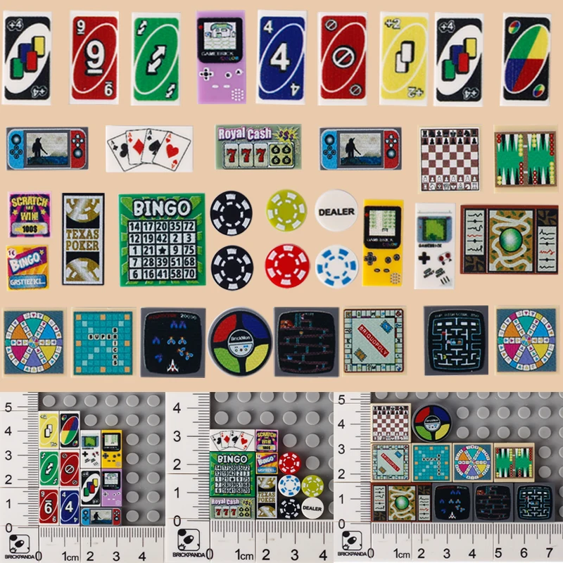 

MOC City Games Console Printed Building Blocks Street View Card Board Piece Accessories Bricks Friends Christmas Toys Boys Gifts