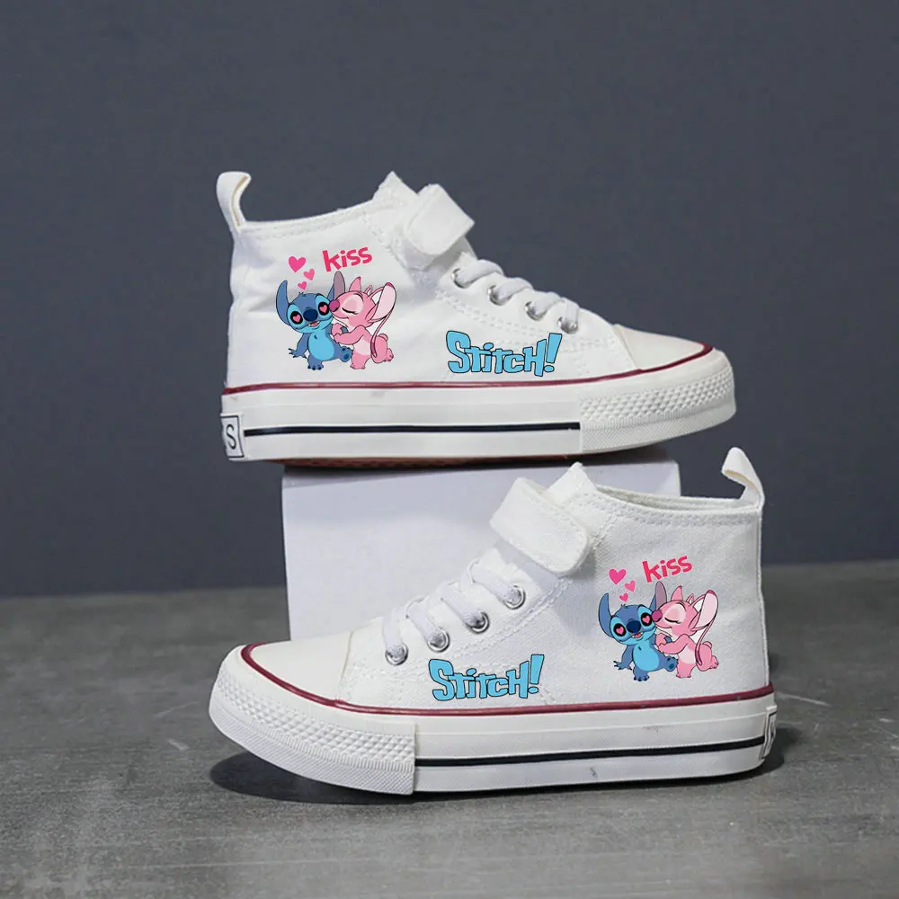 Lilo And Stitch Children's Canvas Shoes Girls Boys High Top Shoes Disney Kids Sneakers 25-37 Size