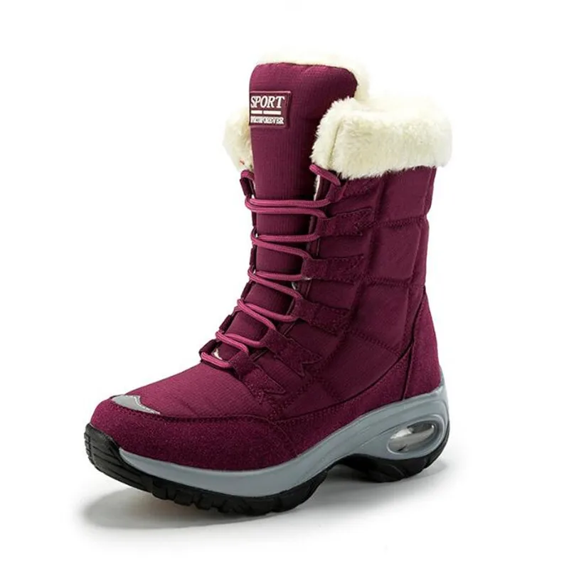 New Winter Women Boots High Quality Thick Plush Snow Boots Lace-up Comfort Ankle Boots Outdoor Waterproof Hiking Boots Size36-42