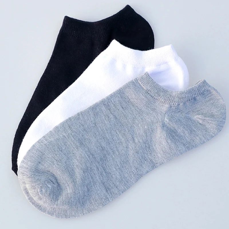 Business Boat Socks Black And White Solid Color Simple Men's Boat Socks Breathable And Comfortable Casual 10 pairs