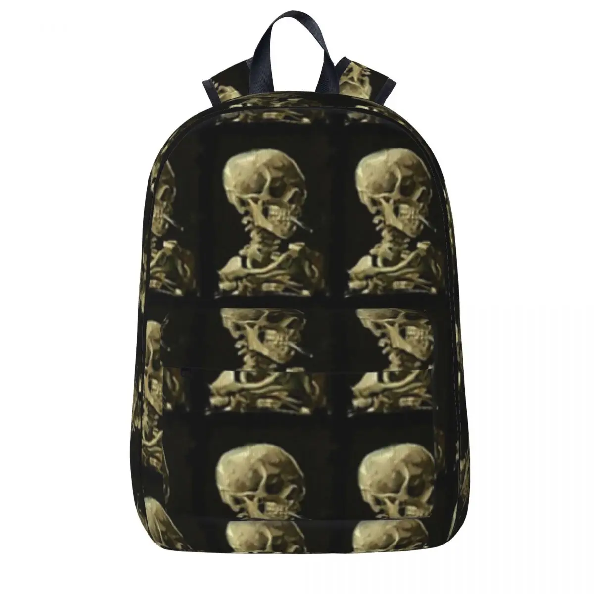 

Skull Of A Skeleton With A Burning Cigarette Van Gogh Backpacks Student School Bag Shoulder Bag Laptop Rucksack Travel Rucksack