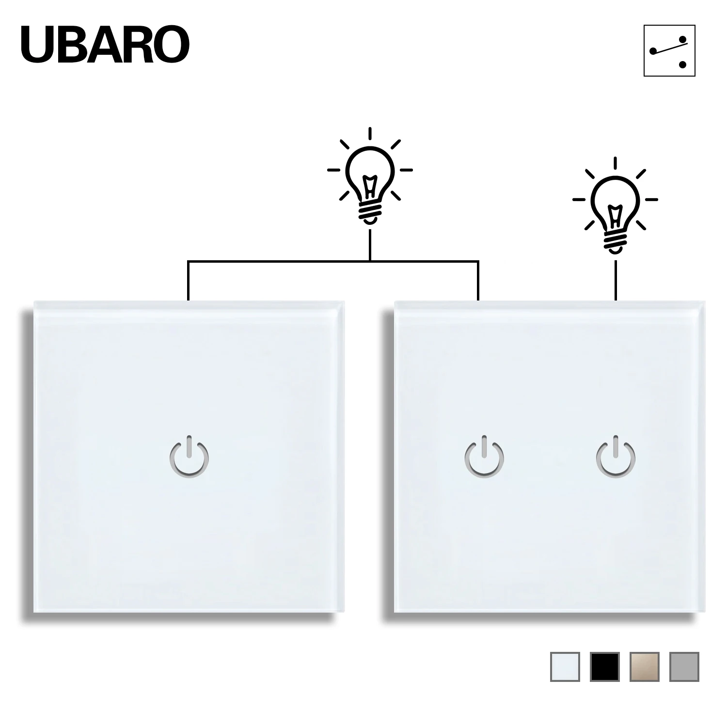 Ubaro-eu Standard Stairs Pass Touch Switch Controller Gang Multi Control Switches com Sensor Painel de Vidro Interruptor 86 mm