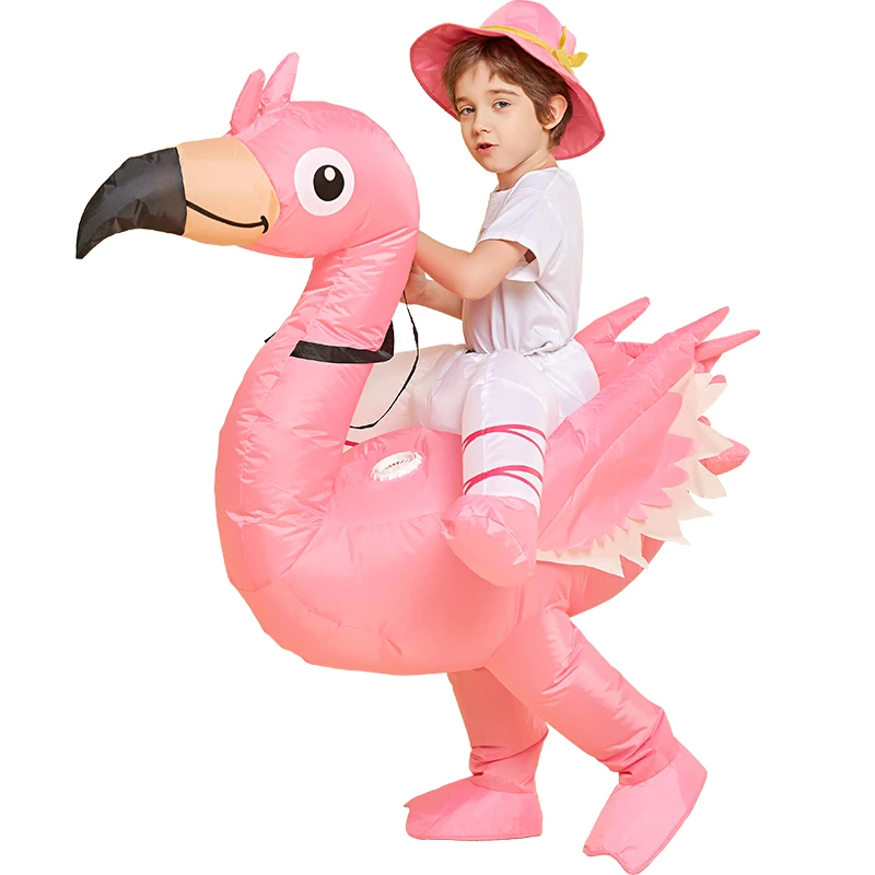 

Flamingo Inflatable Costume for Girls Riding On Flamingo Air Blow up Costumes Funny Party Halloween Costume for Kids Chlid