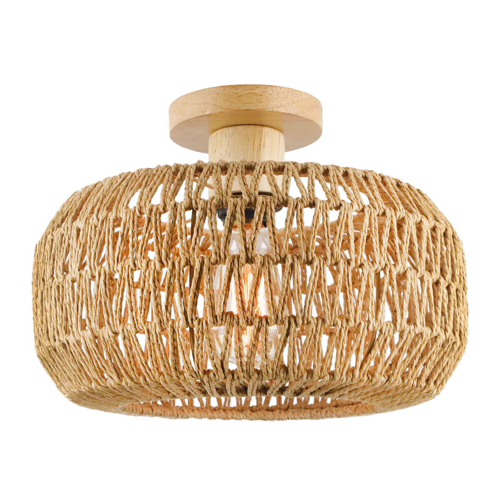 

American Lighting Fixtures Rural Retro Ceiling Light Industrial Style Bedroom American Paper Vine Woven Ceiling Light room decor