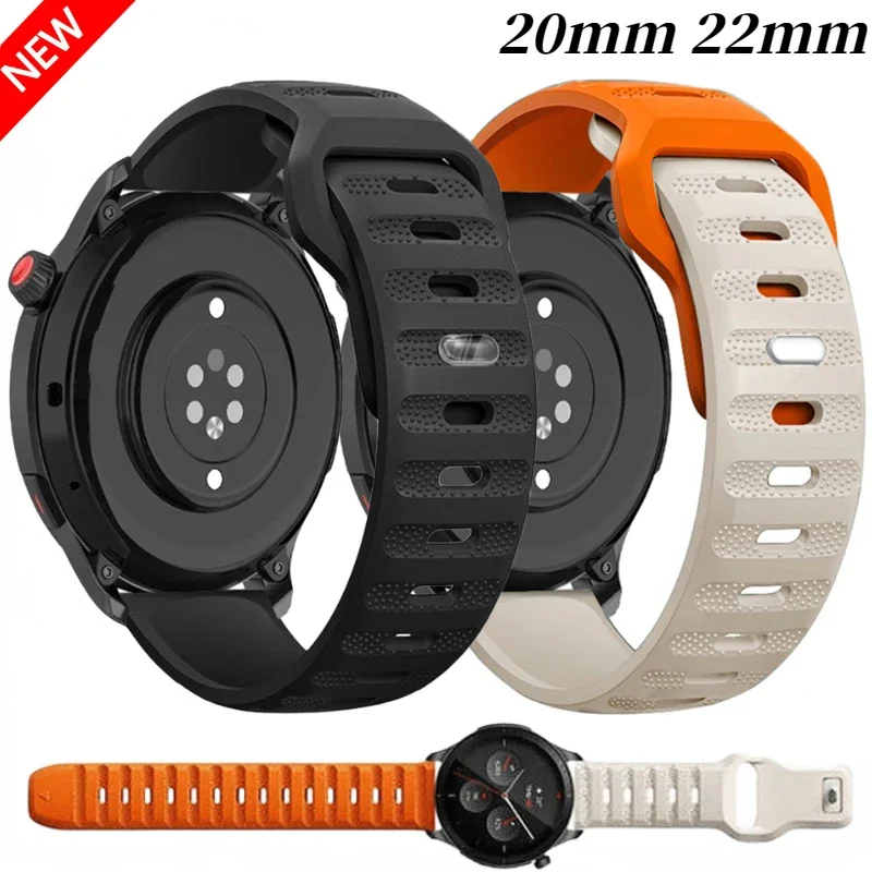 

22mm 20mm Silicone Strap For Amazfit GTR 4/GTS 4 Breathable Wristband For Samsung Galaxy Watch 6/5/4/3 Huawei Watch 4/3/GT3 Band