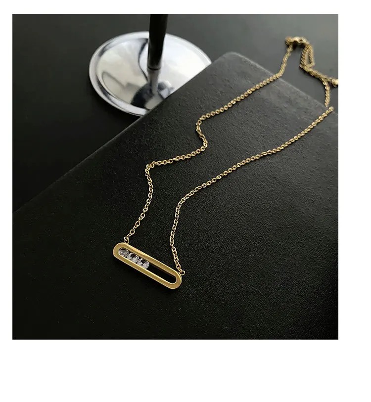 Modern Crystal Bar Pendant Necklace undefined