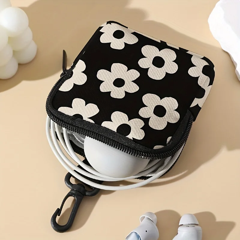 1 small flower pattern printed large capacity coin wallet, digital printed coin wallet storage bag, ideal choice for gifts