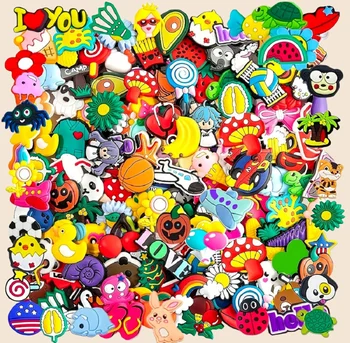 9/20/40/100/200/400Pcs Random Cartoon Shoe Decoration Charms for Clogs Bubble Slides Sandals Bracelet Party Favors