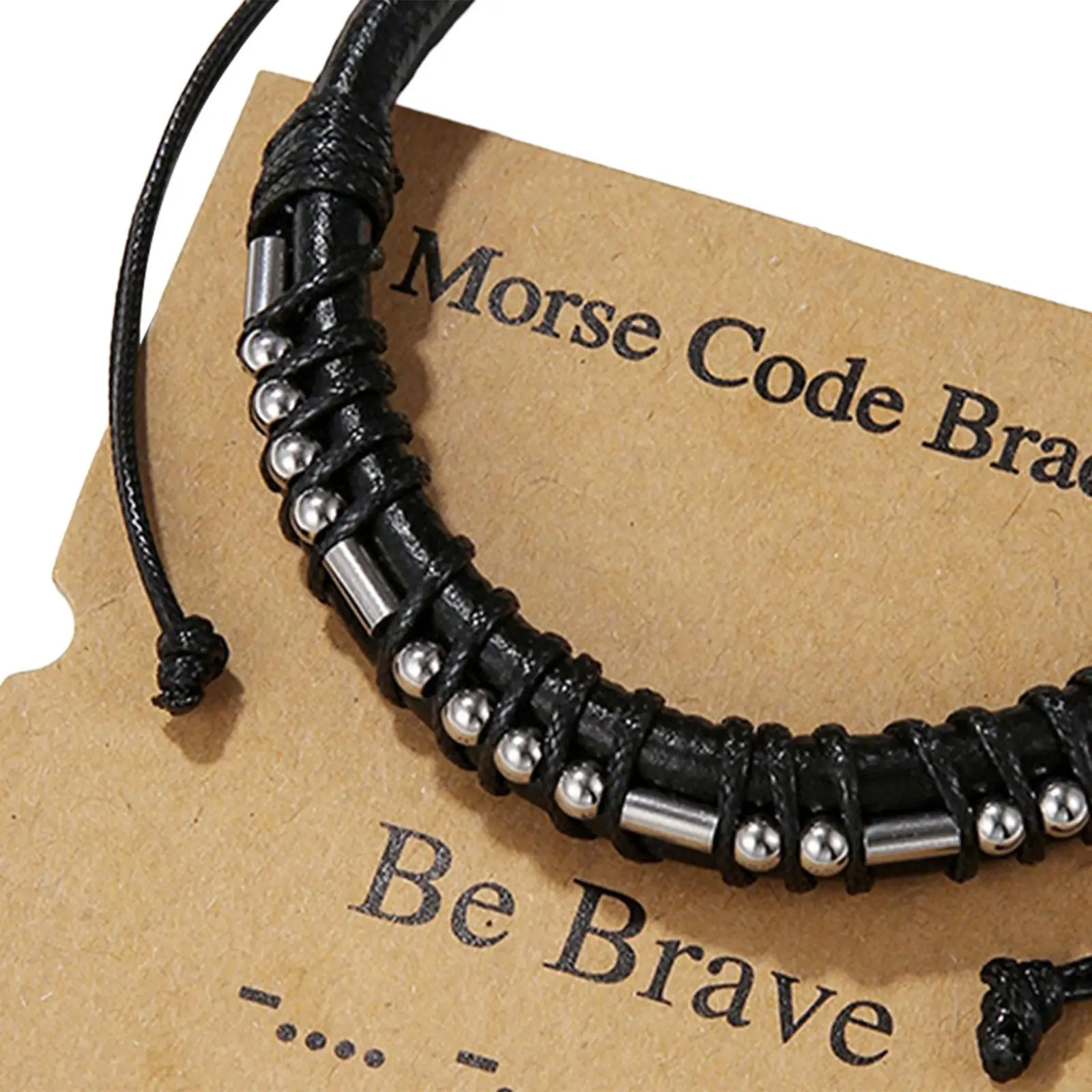 Morse Code Bracelet Mens Gifts Accessories PU Leather Bracelet Gifts for Men for Birthday Gifts Grandson Son Friends