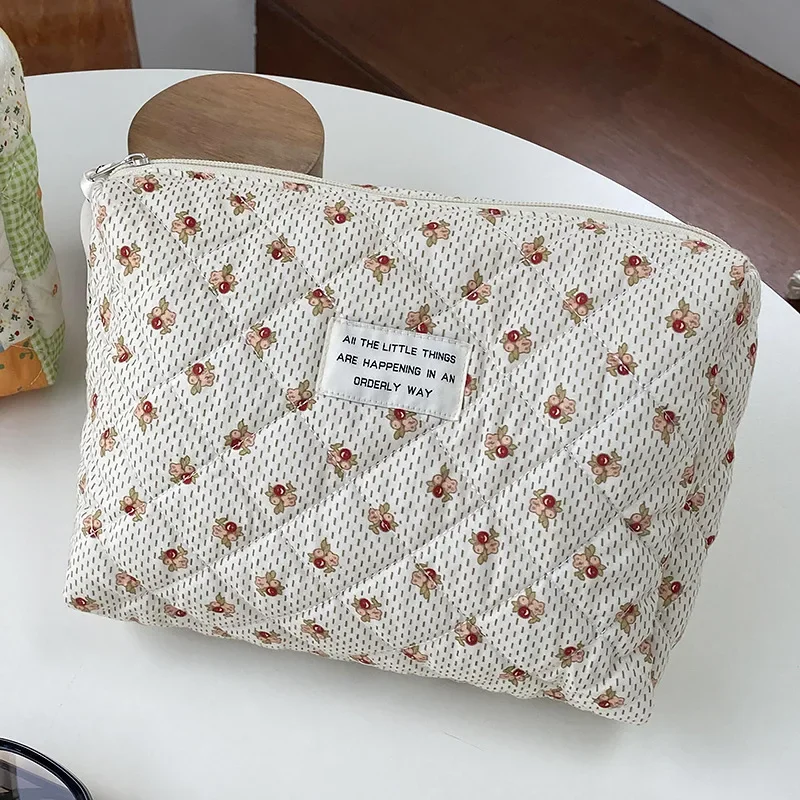 

Модная стеганая косметичка для женщин, портативные сумочки для туалетных принадлежностей, большая хлопковая тканевая косметичка на молнии, красивый чехол, чехол для стирки