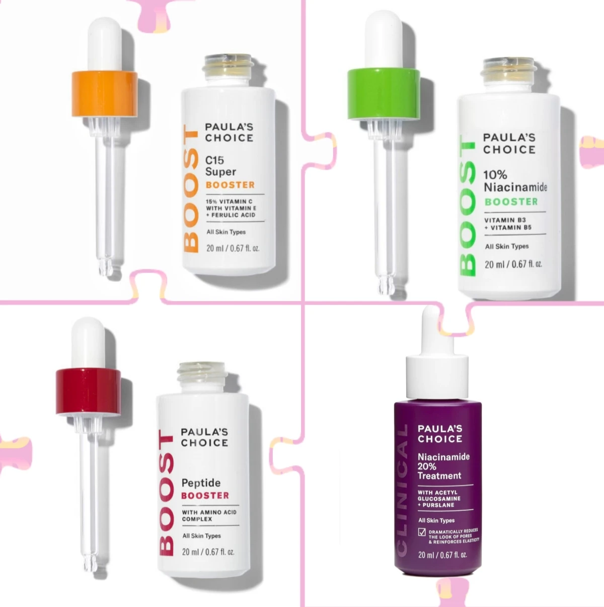 

4PCS Paula'S Choice Peptide/C15/Niacinamide Booster Face Serum Brightening Anti-Aging Firming Improve Dull Even Skin Tone 20ml