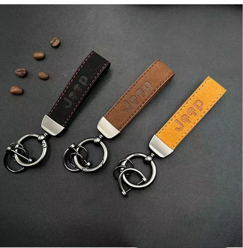 High quality super fiber suede Car Universal Key Ring Simple Creative Metal Backpack Fashion Gifts Car Accessories For JEEP