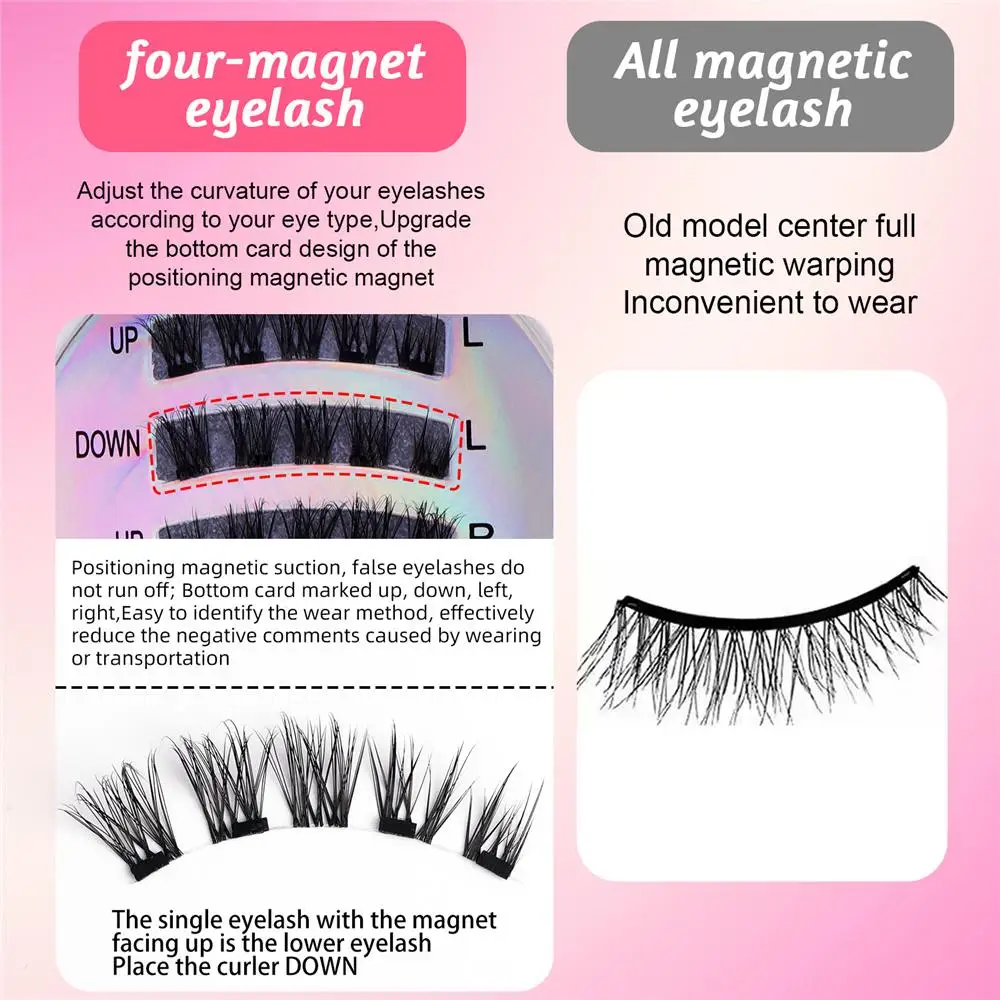 Suction Magnetic Eyelashes with Applicator No Glue Needed Natural Magnetic Lashes Kit No Removal Fixed Position
