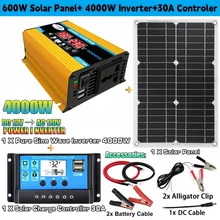 12V to 110V/220V Solar Panel System 12V Solar Panel Battery Charge Controller 4000W Solar Inverter Kit Complete Power Generation