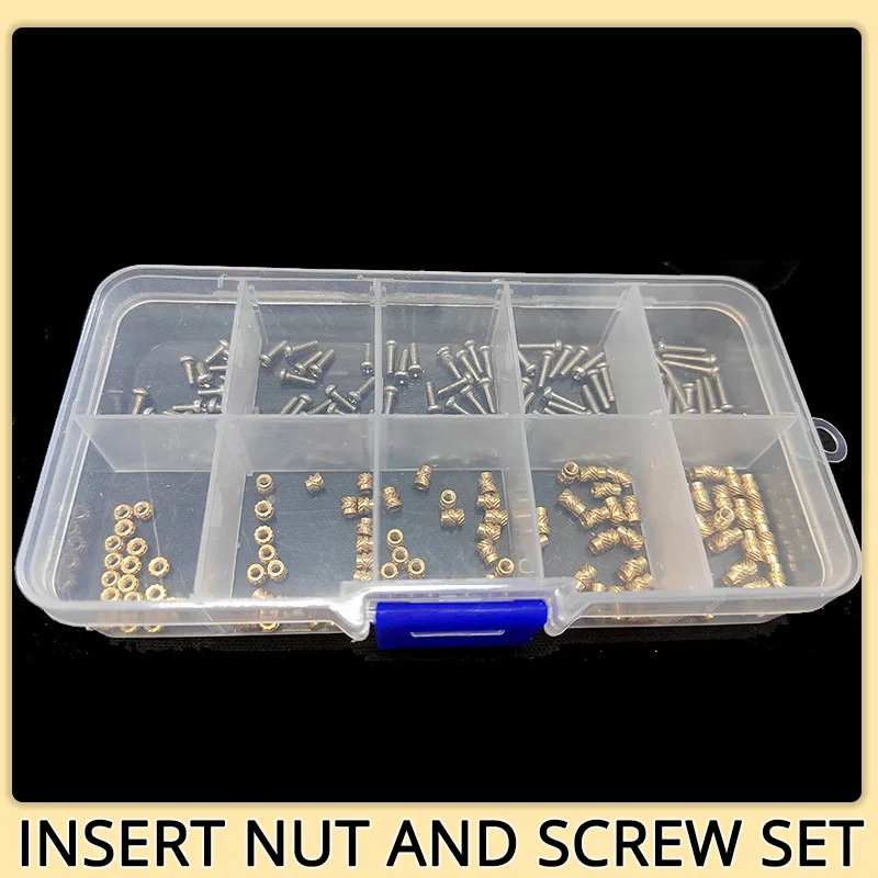 M2 M2.5 Brass Insert Nut and 304 Stainless Steel Screw Set Heat Hot Melt Knurled Embedment Thread Copper Barrel Nut Kit