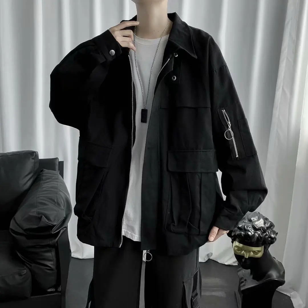 Multi Pockets Cargo Jackets Men Windbreaker 2023 Hip Hop Streetwear Jackets Harajuku Coats Men's Overalls Bomber Jacket Outwear
