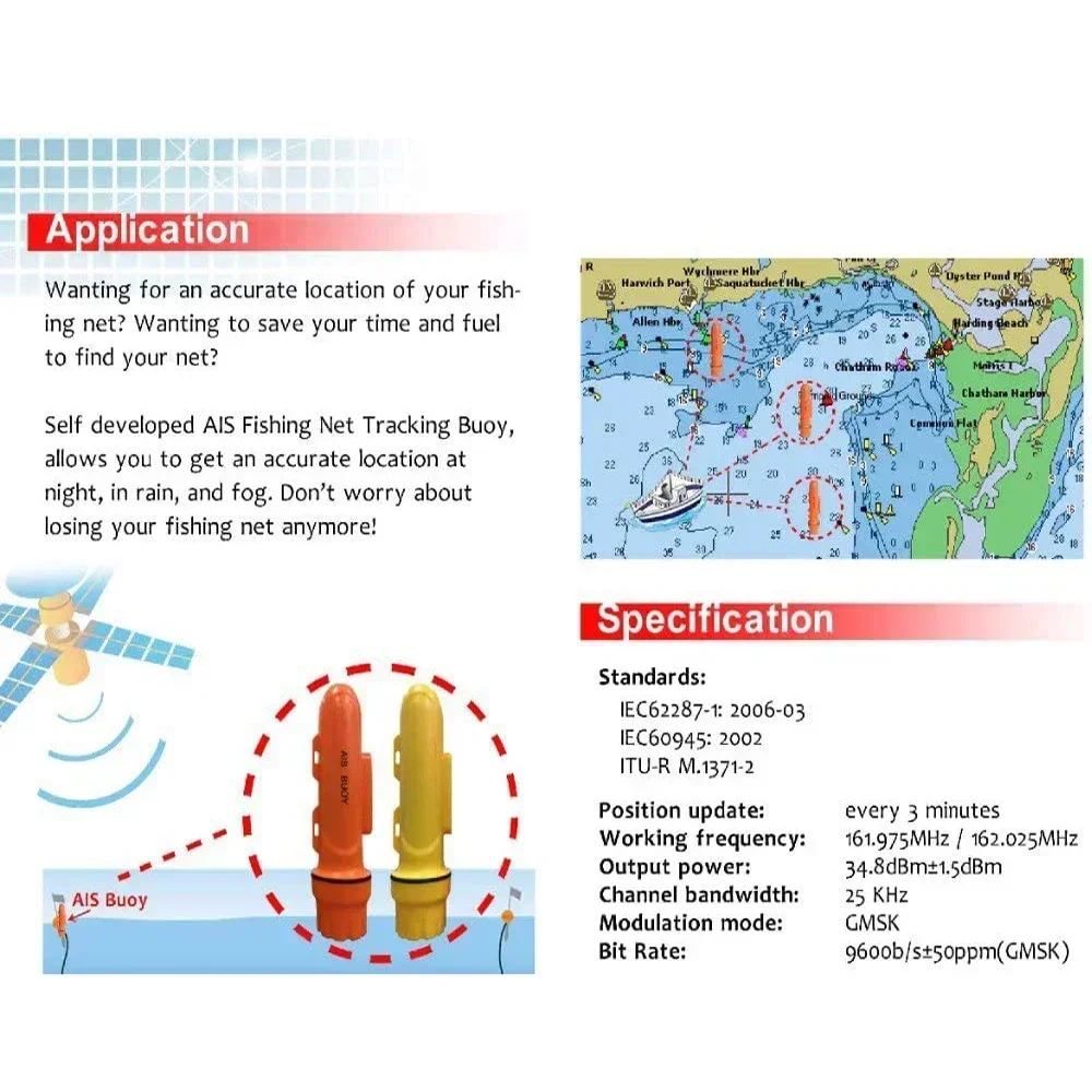 HAB-120 Marine Boat AIS Fishing Net Tracking Buoy/ Locator Fishing Beacon EU Plug 100-240V GPS Accessories IPX7 Waterproof