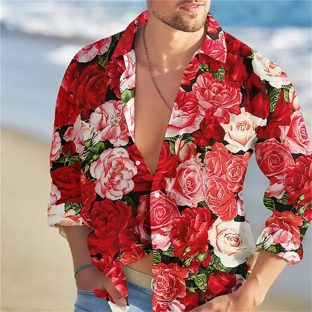 Men's Shirt Pattern Floral Lapel Plus Size Streetwear Daily Long Sleeve Printed Clothing Retro Designer Basic Casual 2024