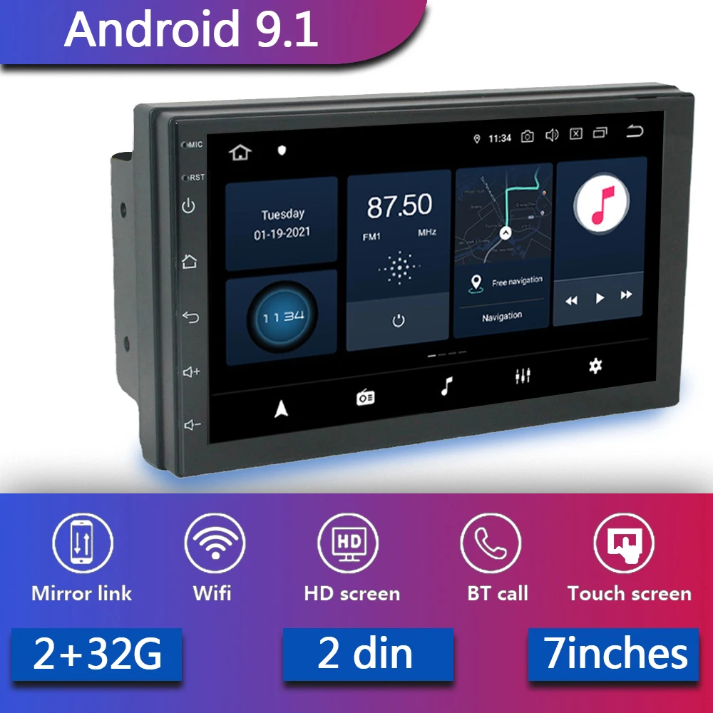 Мультимедийный видеоплеер 2 Din Android 9 1 автомагнитола Wi-Fi Bluetooth mp5-плеер GPS-навигация