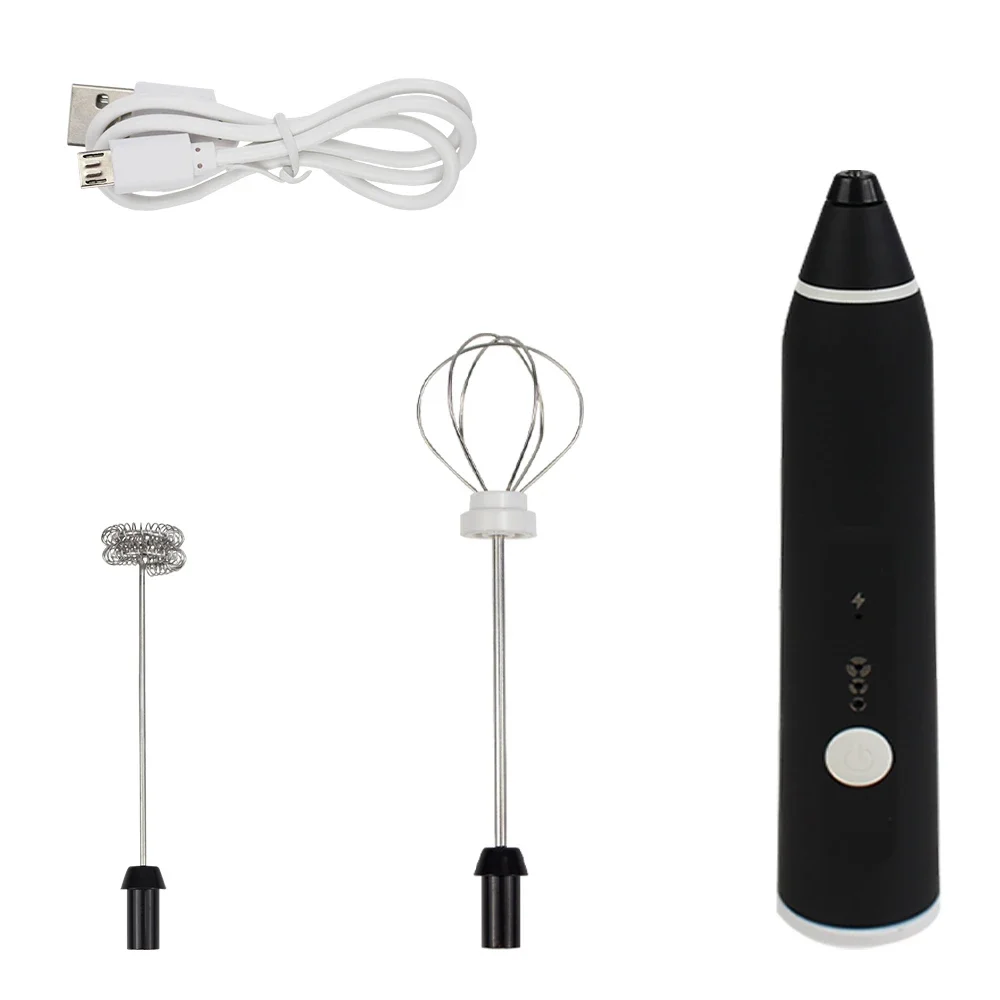 Electric Coffee Mixer Rechargeable Milk Shaker Maker Frother Foamer USB Charging Egg Beater Handheld 3-Speed Adjustable Blender 2